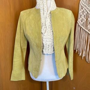 EVAN-PICONE Petite Small Suede Jacket- Lime green color